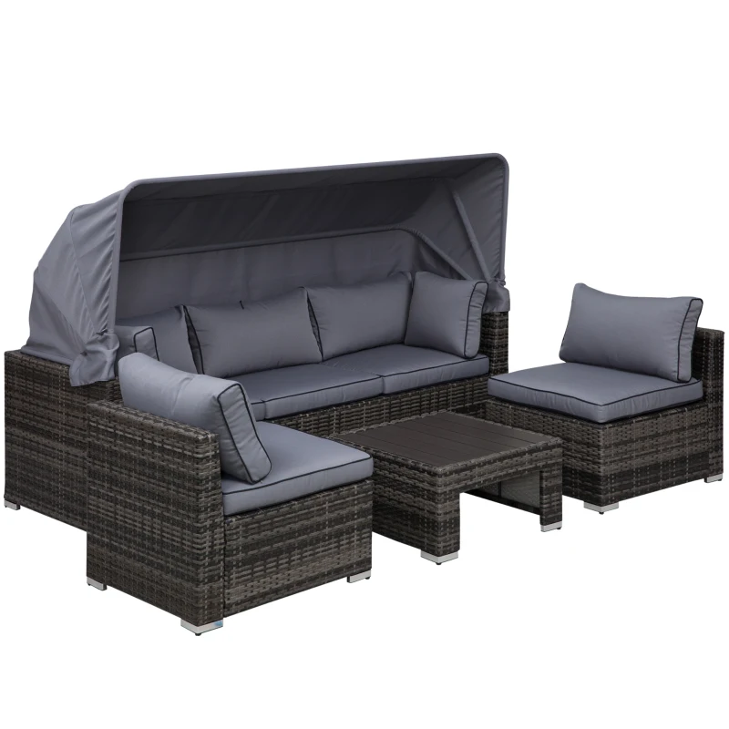 Outsunny 3-Piece Rattan Lounge Set with Canopy