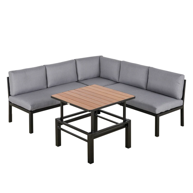 Outsunny 4-Piece Garden Set with Height-Adjustable Coffee Table