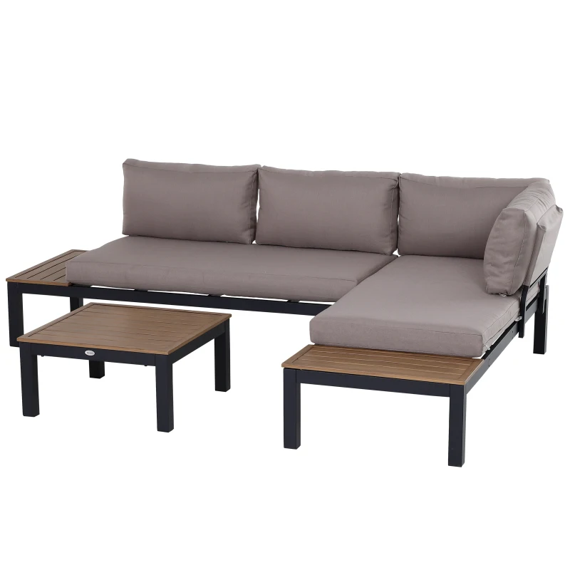 Outsunny 3-Piece Aluminium Garden Sofa Set