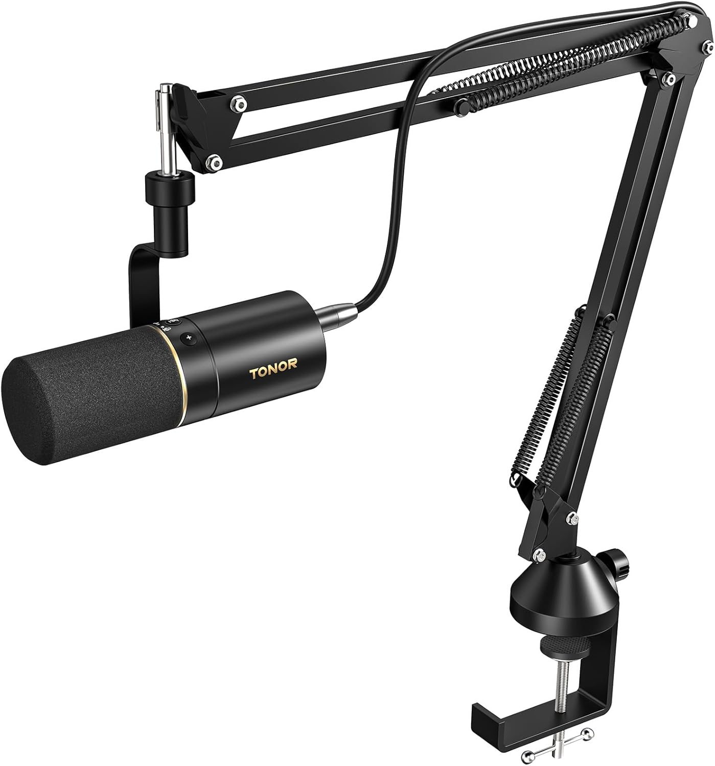 Dynamic Microphone with XLR/USB Cable, Micro PC with Mute Button, Vocal Mic Vocal Microphone for Podcast, Streaming, Gaming, Studio and Recording, with Hight Profile Microphone Arm, Black, TD510+