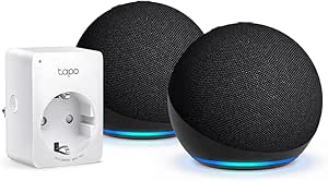 Echo Dot (Latest Generation) | Anthracite, pack of 2 + Tapo P100MA Wi-Fi socket, works with Alexa - Smart Home Starter Pack